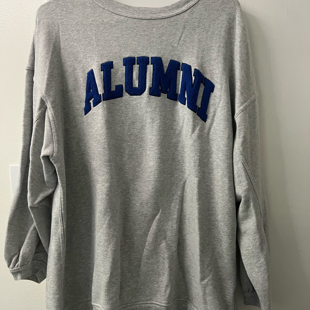 Aerie Gray Crew Neck Sweater with Blue Alumni Design